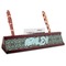 Floral Red Mahogany Nameplate with Business Card Holder (Personalized)
