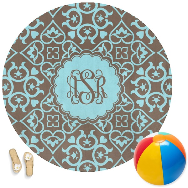 Custom Floral Round Beach Towel (Personalized)