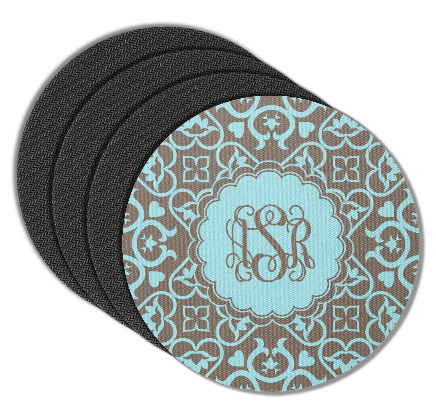Custom Floral Round Rubber Backed Coasters Set of 4 (Personalized
