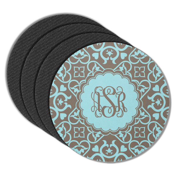 Custom Floral Round Rubber Backed Coasters - Set of 4 (Personalized)