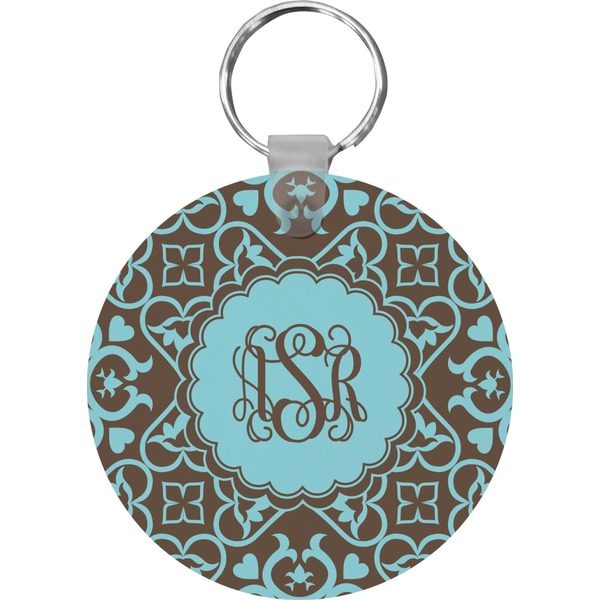 Custom Floral Round Plastic Keychain (Personalized)
