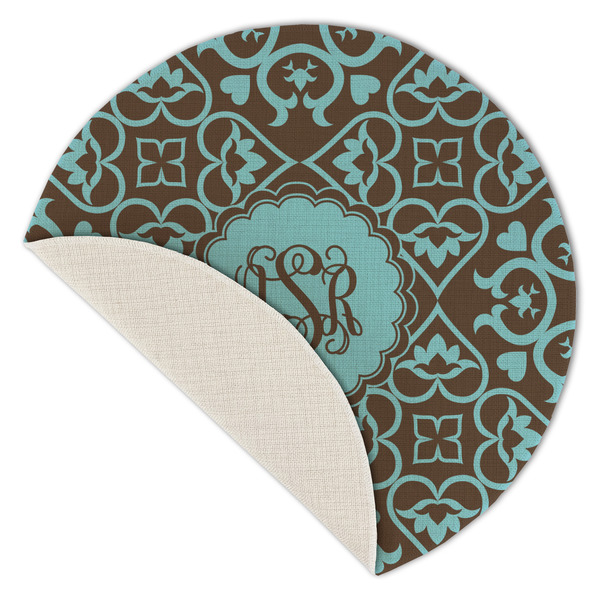 Floral Round Linen Placemats - Front (folded corner single sided)