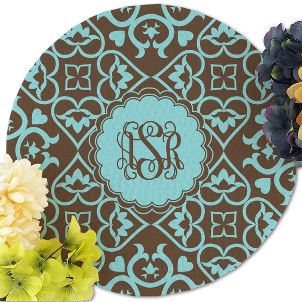 Floral Round Linen Placemats - Front (w flowers)
