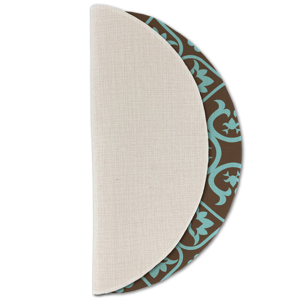 Floral Round Linen Placemats - HALF FOLDED (single sided)