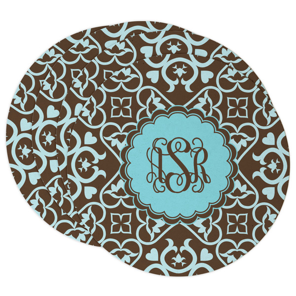 Custom Floral Round Paper Coasters w/ Monograms