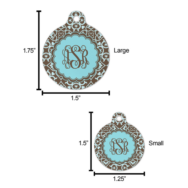 Floral Round Pet ID Tag - Large - Comparison Scale