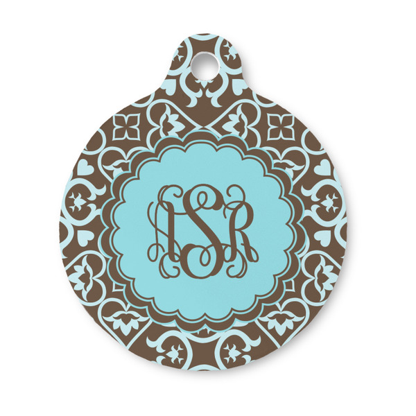 Custom Floral Round Pet ID Tag - Small (Personalized)