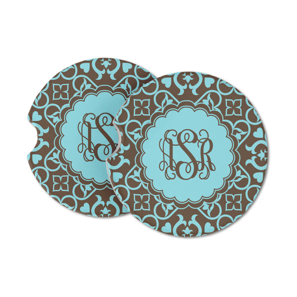 Custom Floral Sandstone Car Coasters - Set of 2 (Personalized)