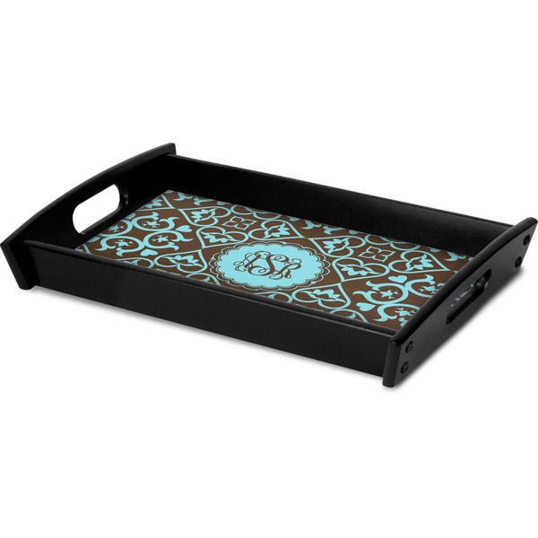 Floral Serving Tray Black - Corner