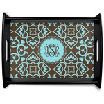 Floral Black Wooden Tray - Large (Personalized)