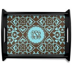 Floral Black Wooden Tray - Large (Personalized)