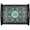 Floral Serving Tray Black Large - Main