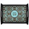 Floral Black Wooden Tray - Large (Personalized)