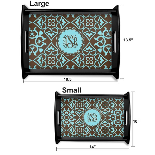 Floral Serving Tray Black Sizes
