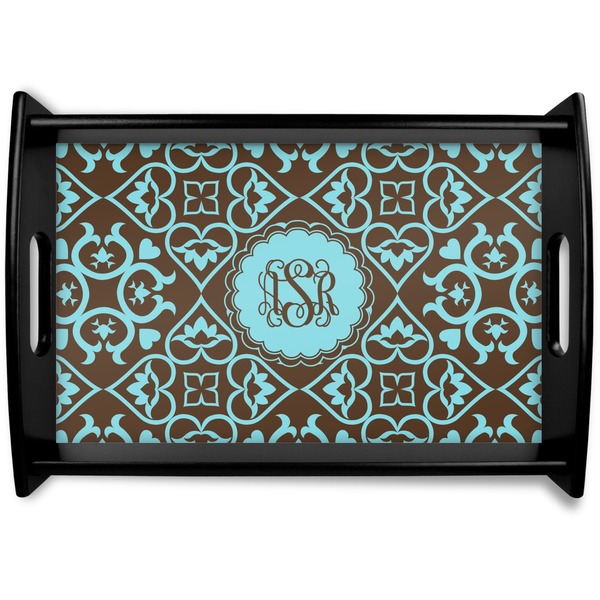 Custom Floral Black Wooden Tray - Small (Personalized)