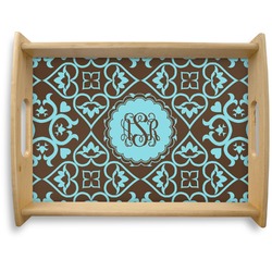 Floral Natural Wooden Tray - Large (Personalized)