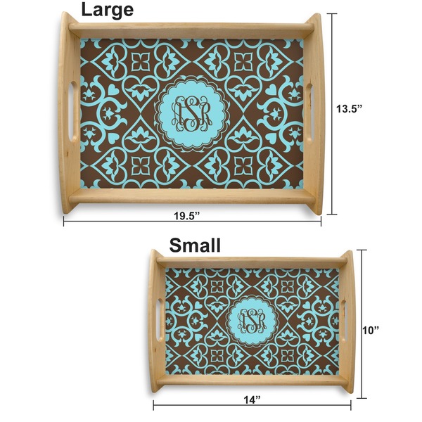 Floral Serving Tray Wood Sizes