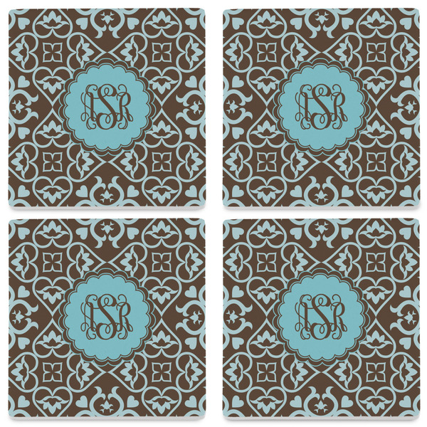 Floral Set of 4 Sandstone Coasters - See All 4 View