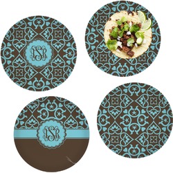 Floral Set of 4 Glass Lunch / Dinner Plate 10" (Personalized)