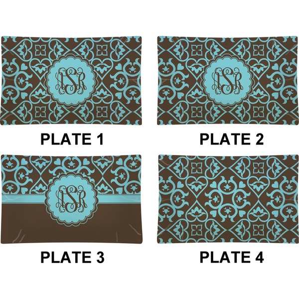 Floral Set of Rectangular Dinner Plates (Approval)