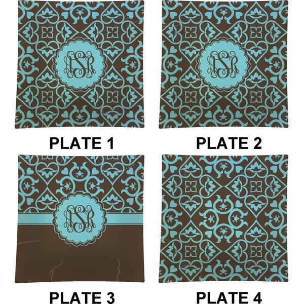Floral Set of Square Dinner Plates (Approval)