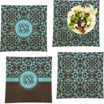 Floral Set of 4 Glass Square Lunch / Dinner Plate 9.5" (Personalized)