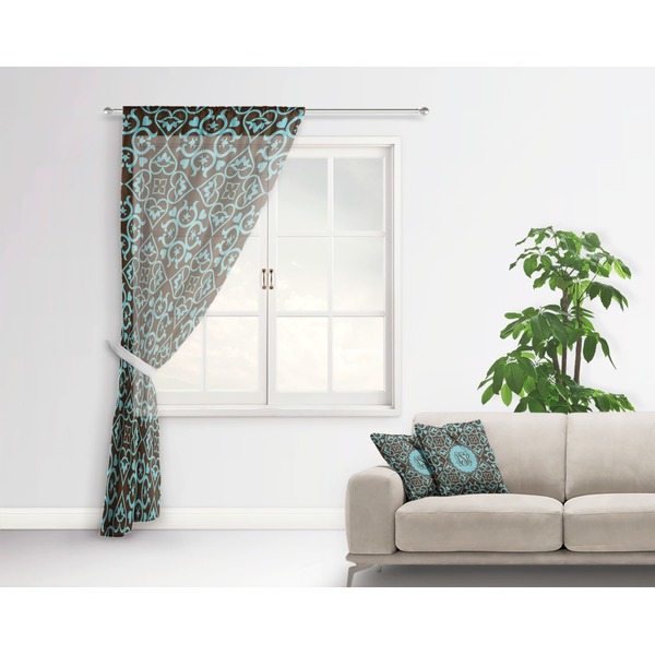 Floral Sheer Curtain With Window and Rod - in Room Matching Pillow