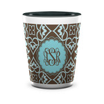 Floral Ceramic Shot Glass - 1.5 oz - Two Tone - Set of 4 (Personalized)