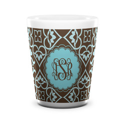 Floral Ceramic Shot Glass - 1.5 oz - White - Set of 4 (Personalized)