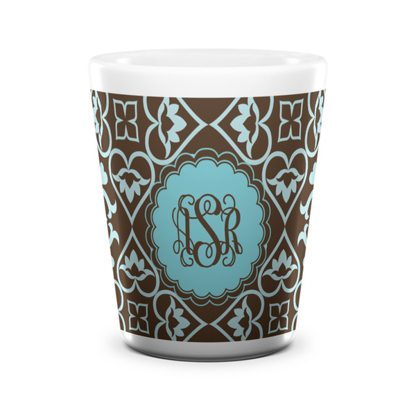 Custom Floral Ceramic Shot Glass - 1.5 oz - White - Set of 4 (Personalized)