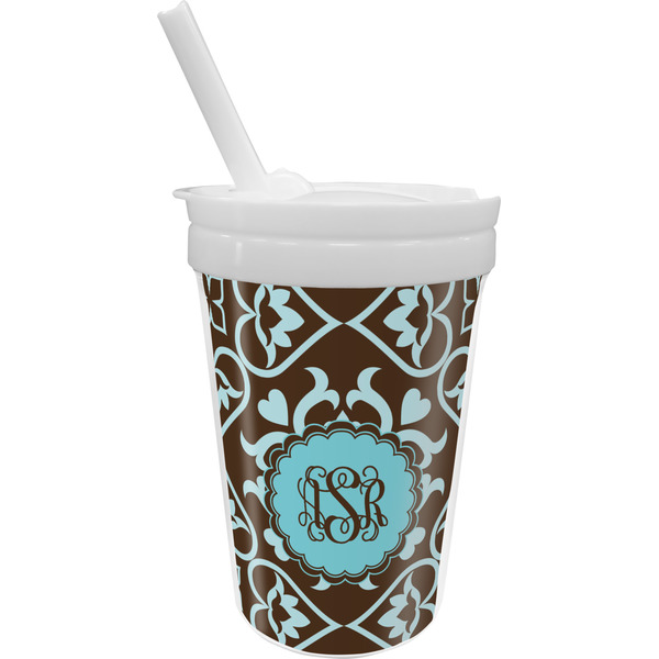 Custom Floral Sippy Cup with Straw (Personalized)