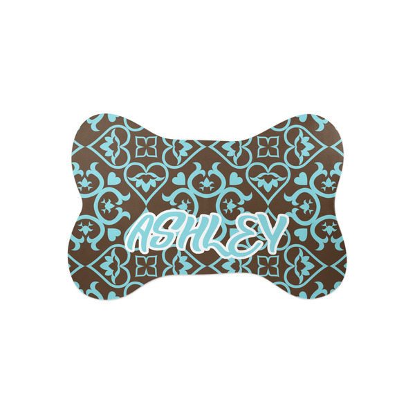 Custom Floral Bone Shaped Dog Food Mat (Small) (Personalized)