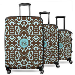 Floral 3 Piece Luggage Set - 20" Carry On, 24" Medium Checked, 28" Large Checked (Personalized)