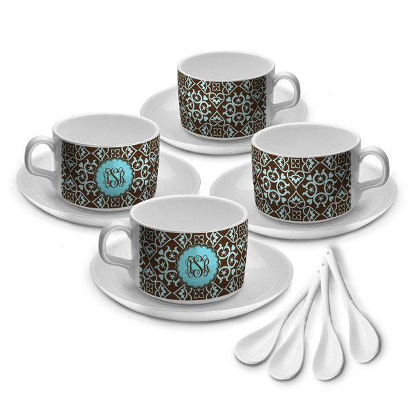 Custom Floral Tea Cup - Set of 4 (Personalized)