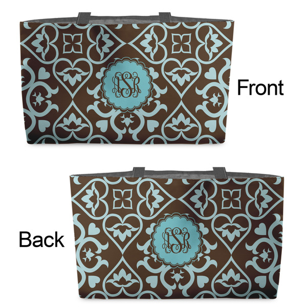 Floral Tote w/Black Handles - Front & Back Views