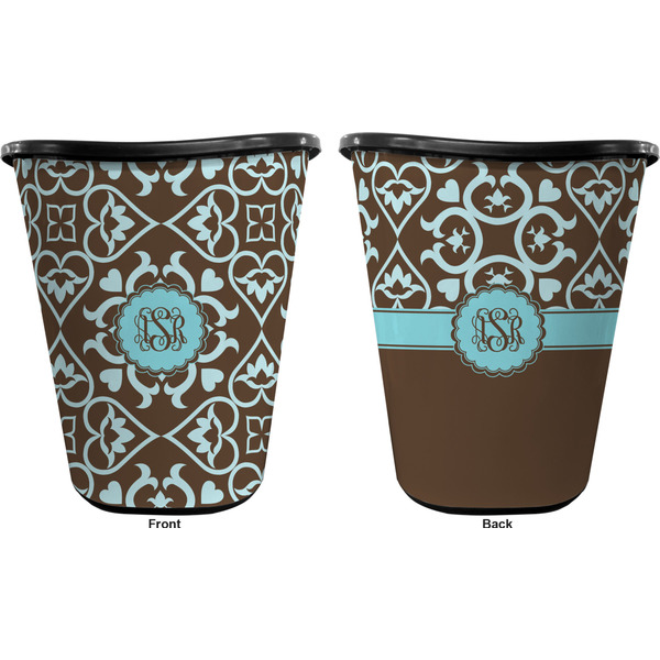 Floral Trash Can Black - Front and Back - Apvl