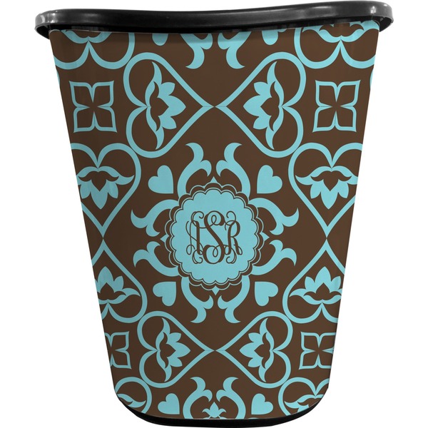 Custom Floral Waste Basket - Double Sided (Black) (Personalized)