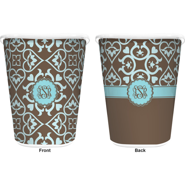 Floral Trash Can White - Front and Back - Apvl