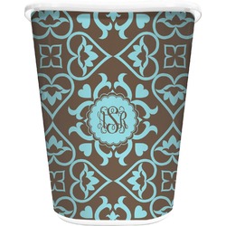 Floral Waste Basket - Single Sided (White) (Personalized)