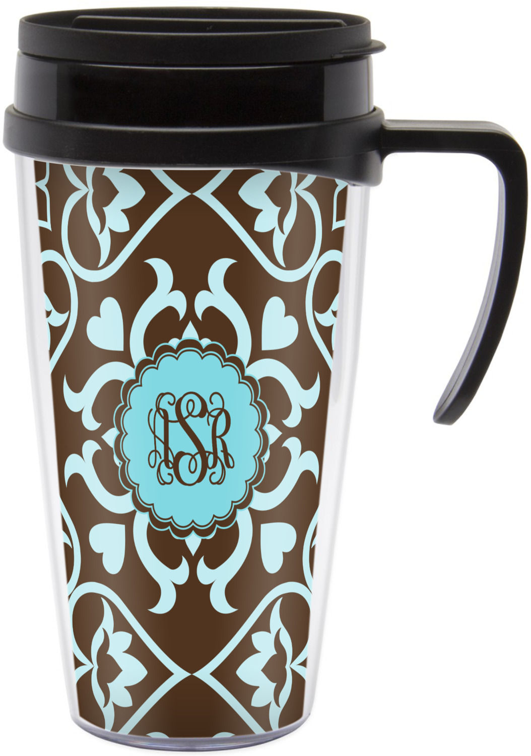 Floral Travel Mug with Handle (Personalized) YouCustomizeIt