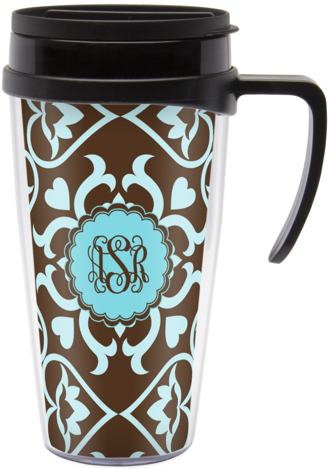 Floral Travel Mug with Handle (Personalized) YouCustomizeIt