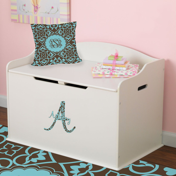 Floral Wall Name & Initial Small on Toy Chest