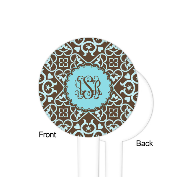 Floral White Plastic 4" Food Pick - Round - Single Sided - Front & Back