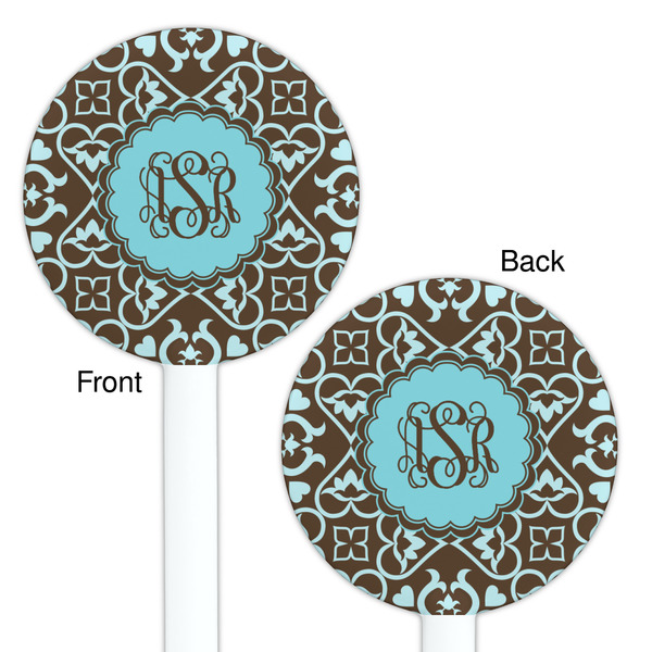 Floral White Plastic 5.5" Stir Stick - Double Sided - Round - Front & Back