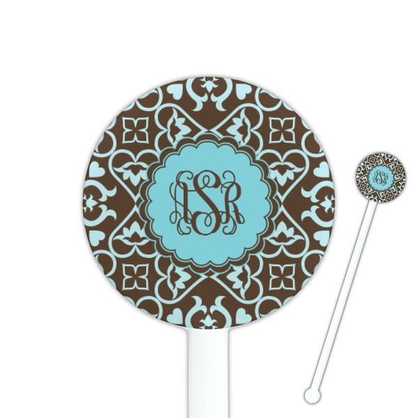 Custom Floral 5.5" Round Plastic Stir Sticks - White - Single Sided (Personalized)