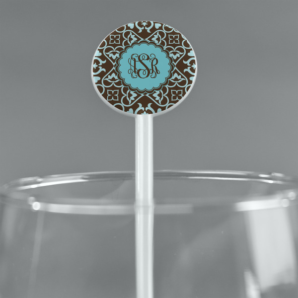 Floral White Plastic 5.5" Stir Stick - Round - Main