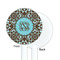 Floral White Plastic 5.5" Stir Stick - Single Sided - Round - Front & Back