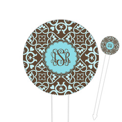 Floral 6" Round Plastic Food Picks - White - Single Sided (Personalized)