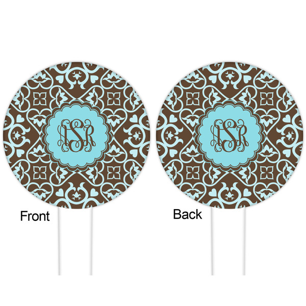 Floral White Plastic 6" Food Pick - Round - Double Sided - Front & Back