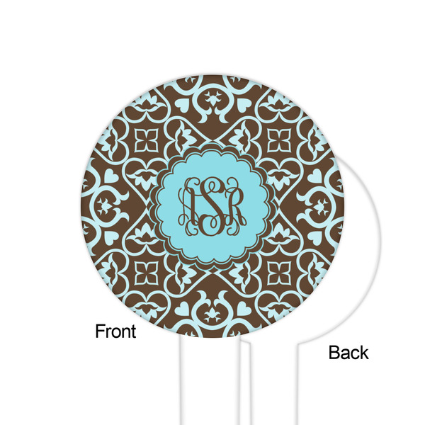 Floral White Plastic 6" Food Pick - Round - Single Sided - Front & Back